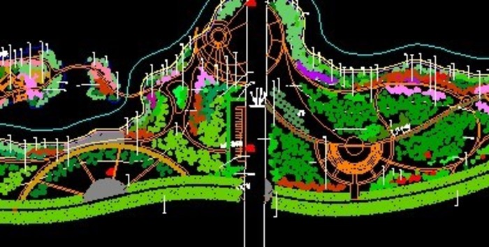 福建景观河岸设计绿化施工cad总平面布置图