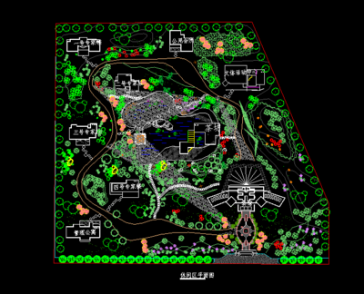 某乡镇整体规划绿化平面施工图